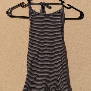 Gray, White and navy blue tank top.